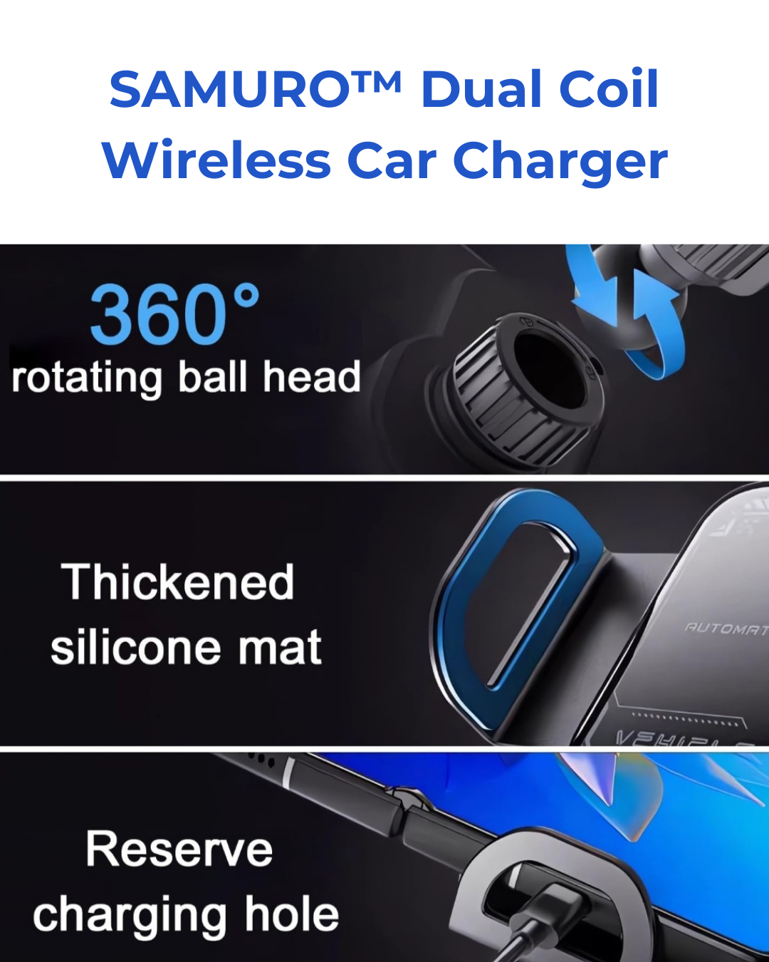 SAMURO™ Dual Coil Wireless Car Charger