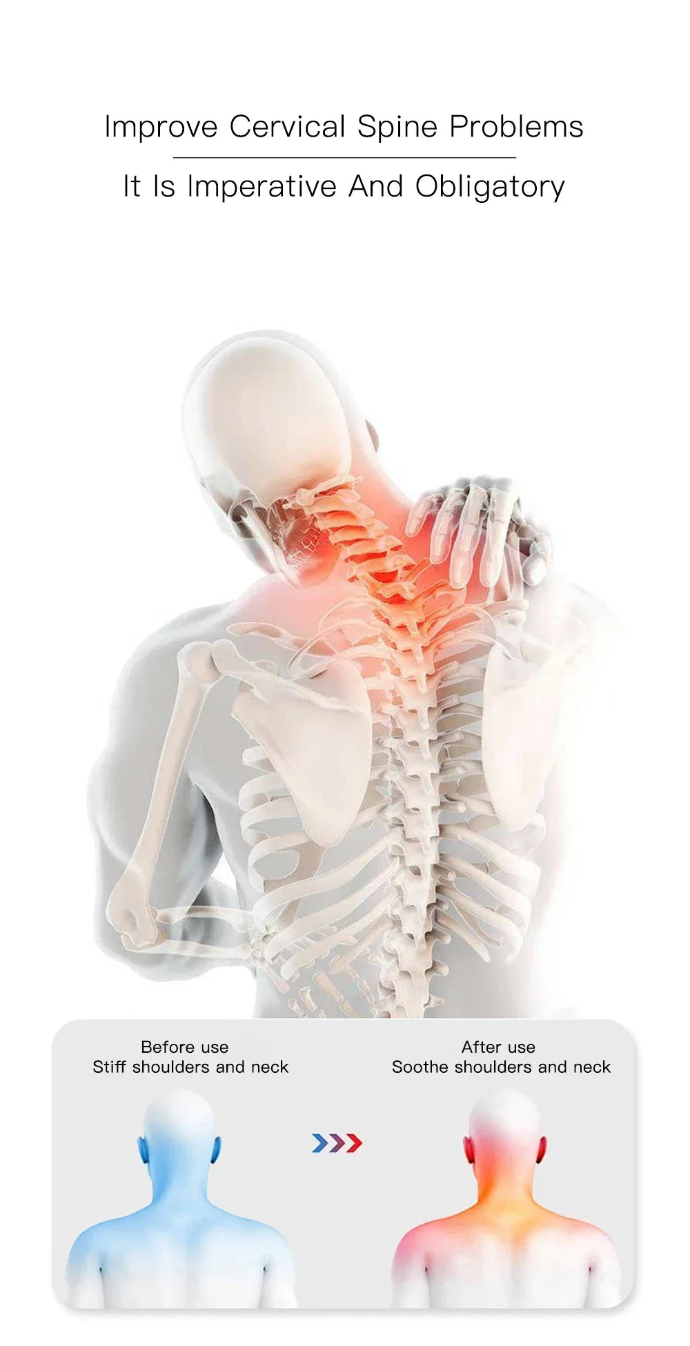 SAMURO Electric Heated Neck & Back Massager Pillow